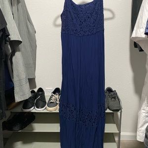 Torrid blue maxi dress with lace panels
